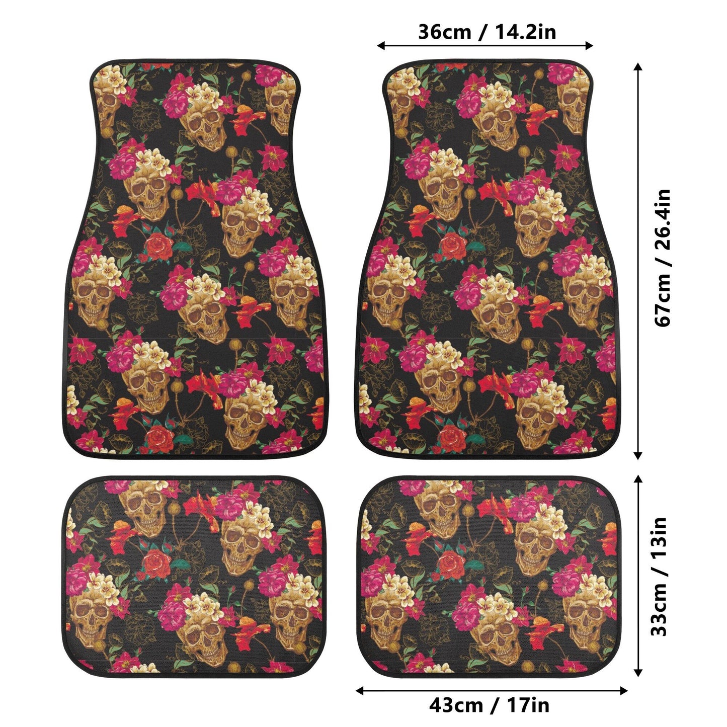 Floral skull Car Seat Covers car mats, Sugar skull car seat protector car mats, Rose candy skull gothic skull car seat protector covers mats