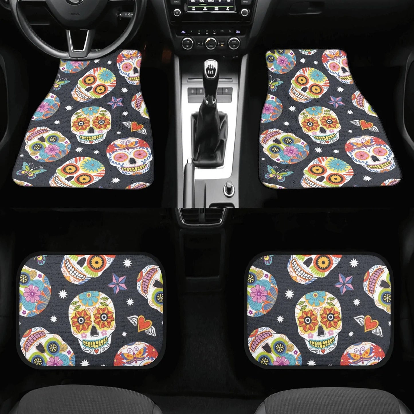 Sugar skull Car Seat Covers car mats, Candy skull car seat cover mats, Dia de los muertos gothic candy skull car seat protector covers mats