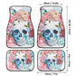 Floral skull Car Seat Covers car mats, rose skull car seat cover mats, Dia de los muertos gothic candy skull car seat protector covers mats