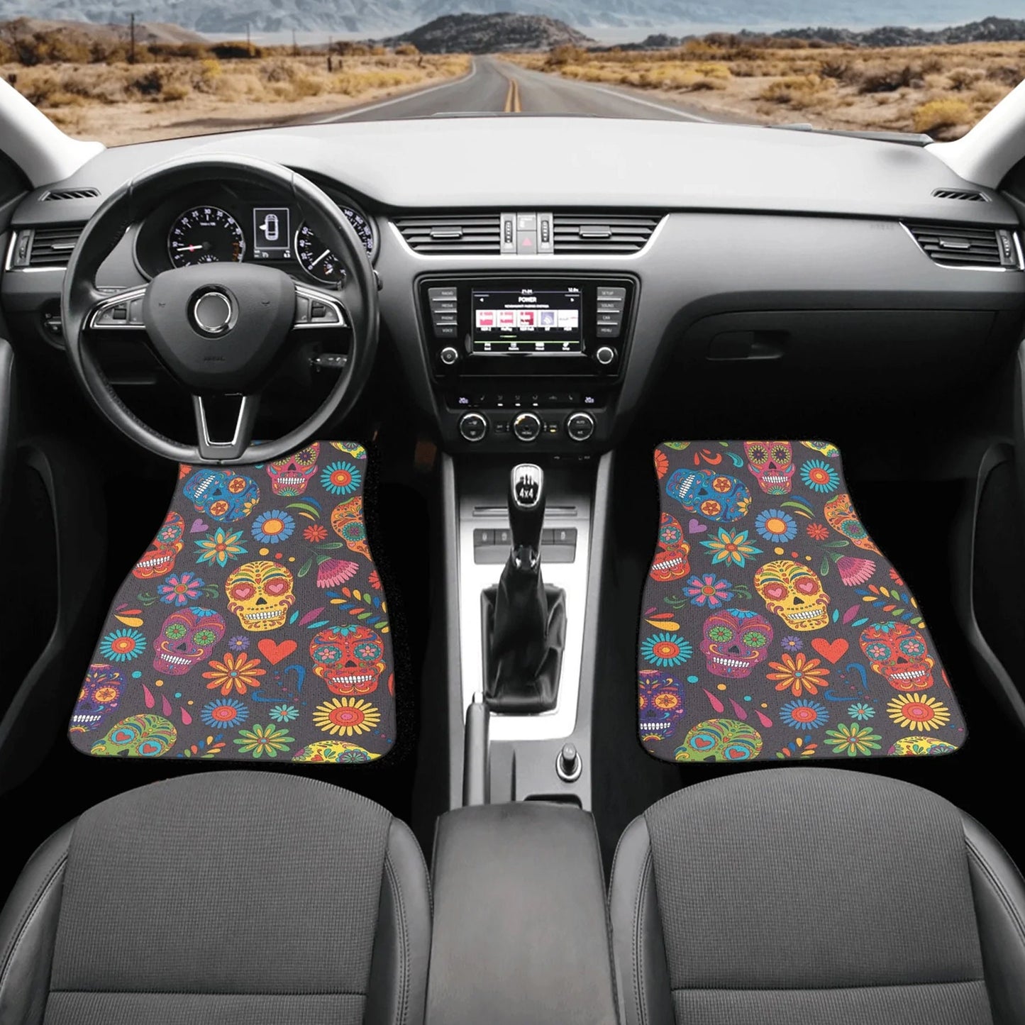 Floral Sugar skull Car Seat Covers car mats, Rose Candy skull car seat cover mats mexican gothic skull car seat protector covers mats
