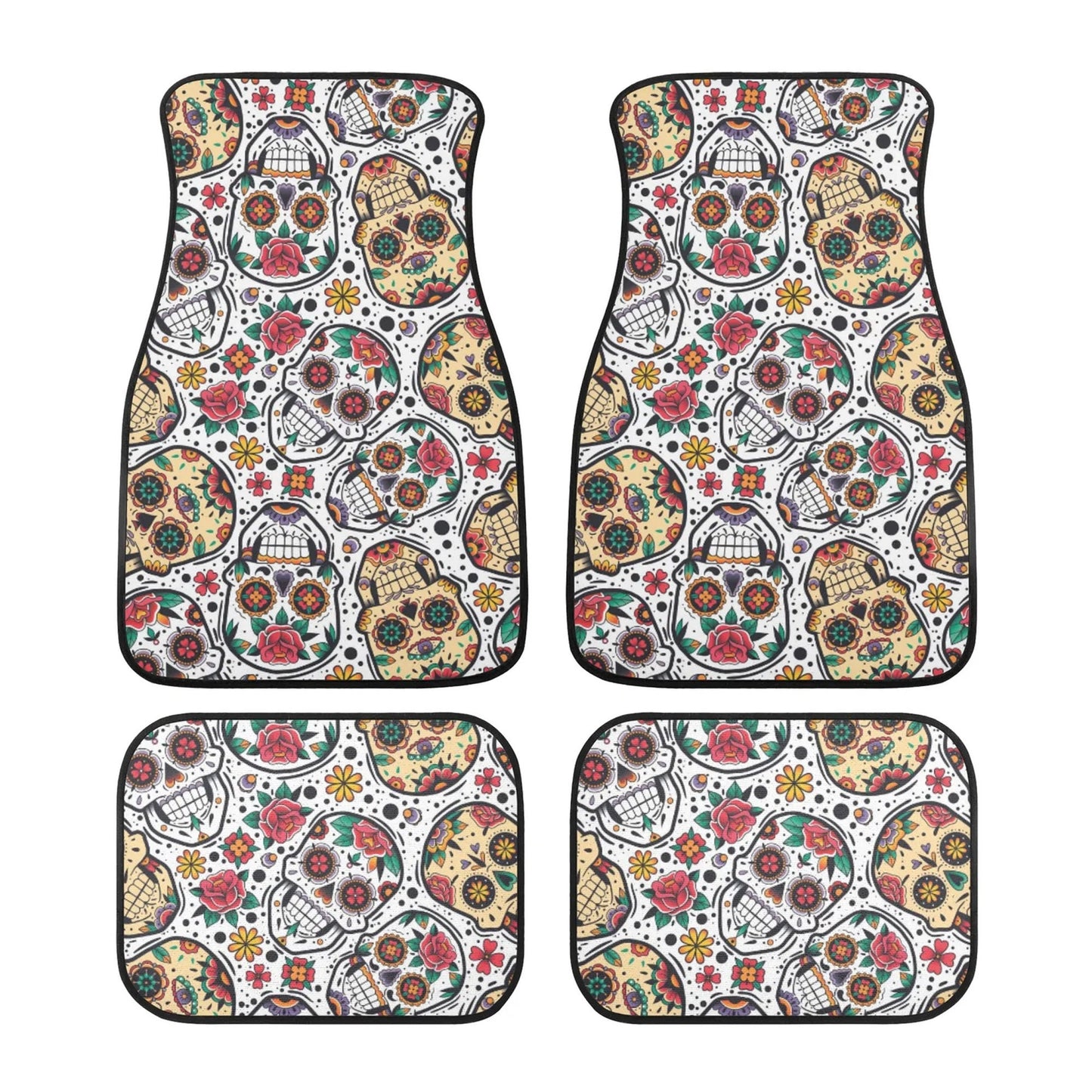 Floral Sugar skull Car Seat Covers car mats, Rose Candy skull car seat cover mats mexican gothic skull car seat protector covers mats