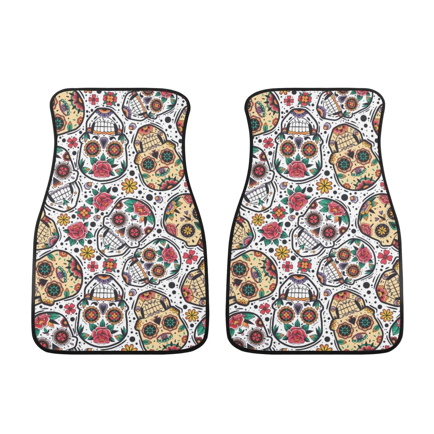 Floral Sugar skull Car Seat Covers car mats, Rose Candy skull car seat cover mats mexican gothic skull car seat protector covers mats