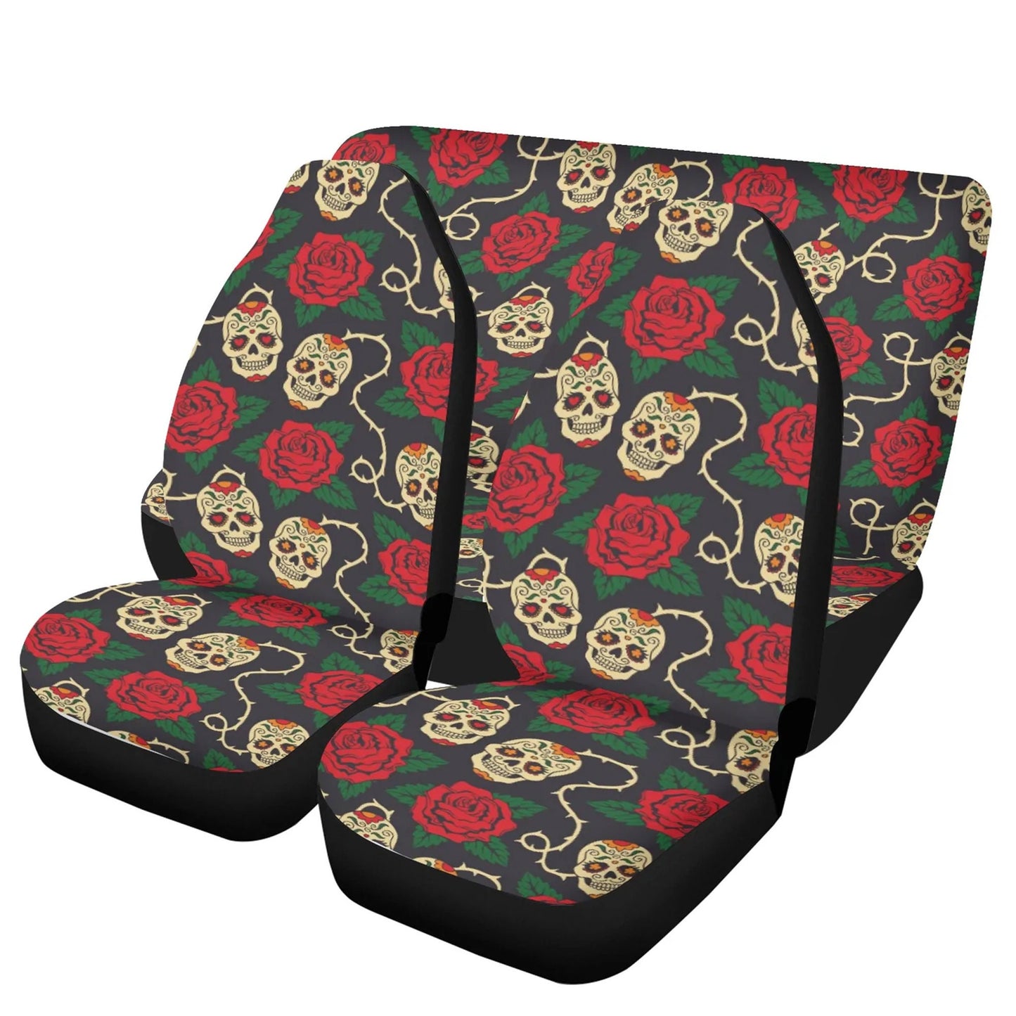 Floral skull pattern Car Seat Covers car mats Rose Candy skull car seat cover mats Halloween rose gothic skull car seat protector covers mat
