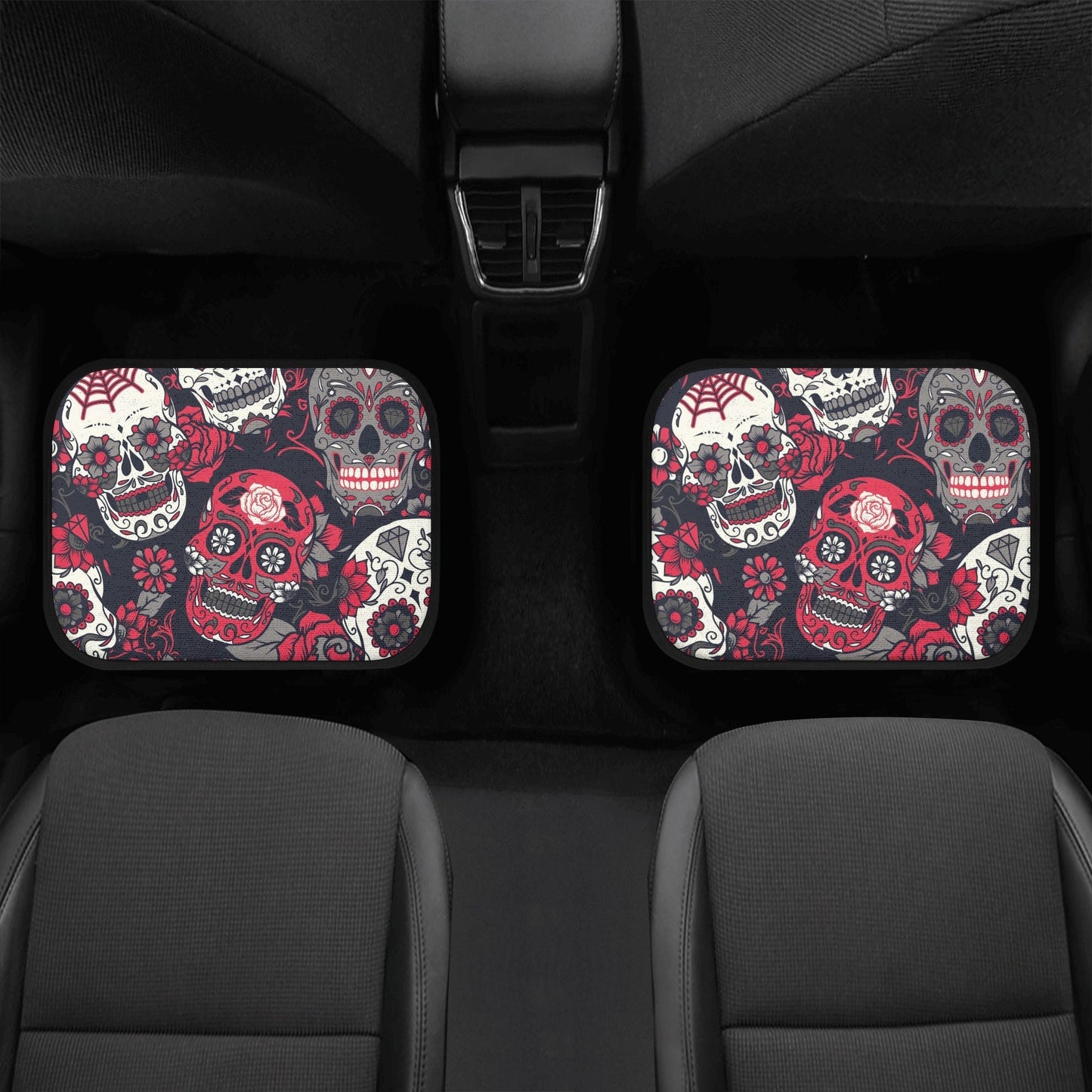 Floral sugar skull Car Seat Covers car mats Rose Candy skull car seat cover mats Halloween rose gothic skull car seat protector covers mat