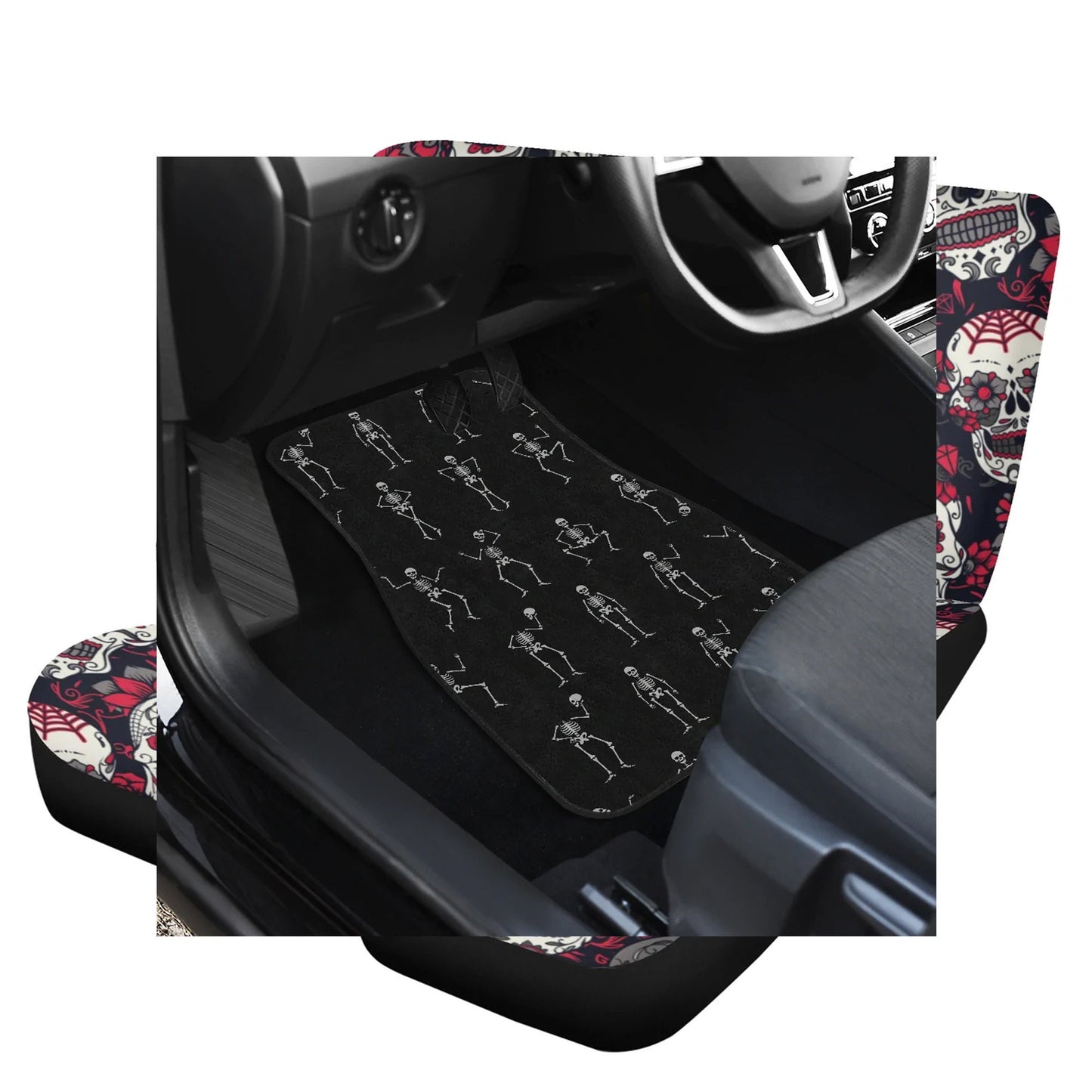 Skeleton skull Car Seat Cover car mat Halloween skull car seat cover mat Gothic skull car seat protector covers mat skeleton car accessories