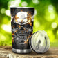 Flaming gothic skull tumbler, skull cup mug, skull travel tumbler fire skull mug tumbler Halloween skull tumbler grim reaper gothic mug cup