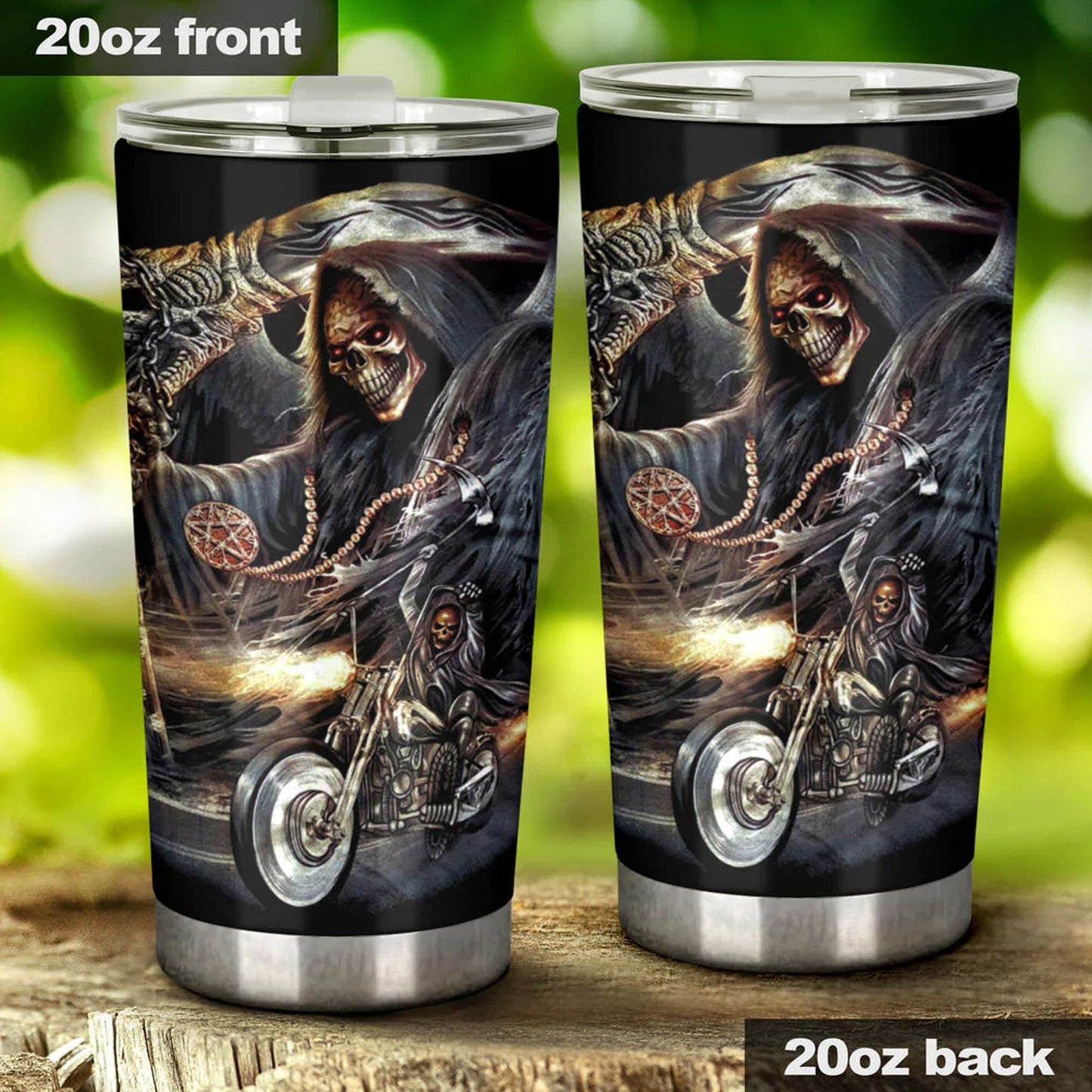 Grim reaper skull tumbler, Biker skull cup mug, skull travel tumbler Gothic  skull mug tumbler, biker tumbler grim reaper gothic mug cup