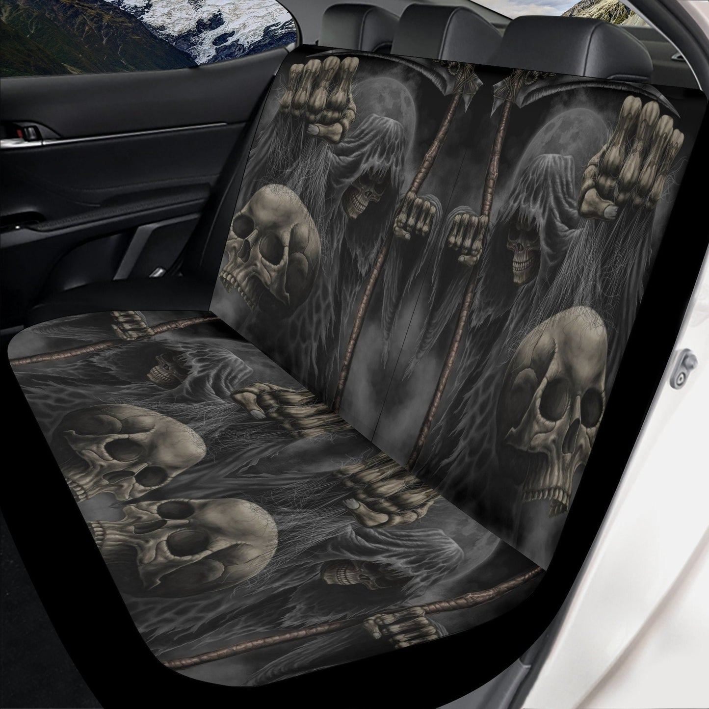 Horror Grim reaper skull Car Seat Cover car mat, Halloween death car seat cover mat ghost car seat protector covers mat skeleton car mats