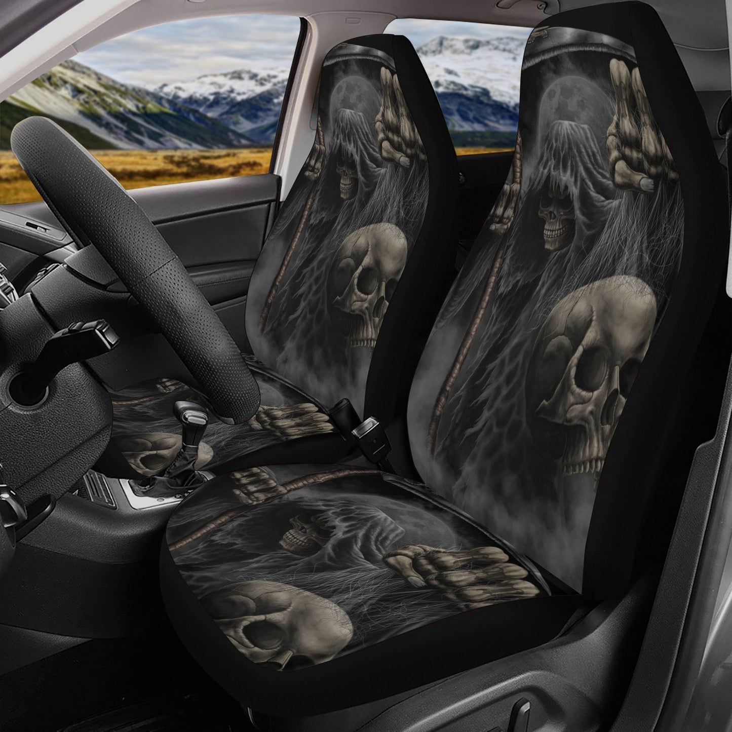 Horror Grim reaper skull Car Seat Cover car mat, Halloween death car seat cover mat ghost car seat protector covers mat skeleton car mats