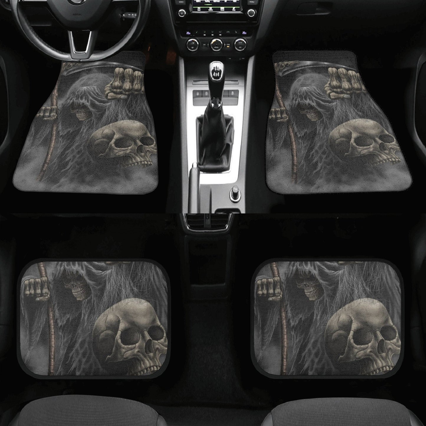 Horror Grim reaper skull Car Seat Cover car mat, Halloween death car seat cover mat ghost car seat protector covers mat skeleton car mats