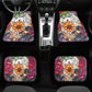 Rose Sugar skull Car Seat Covers car mat flower skull car seat protector Floral Mexican skull car mat candy skull car accessories seat cover