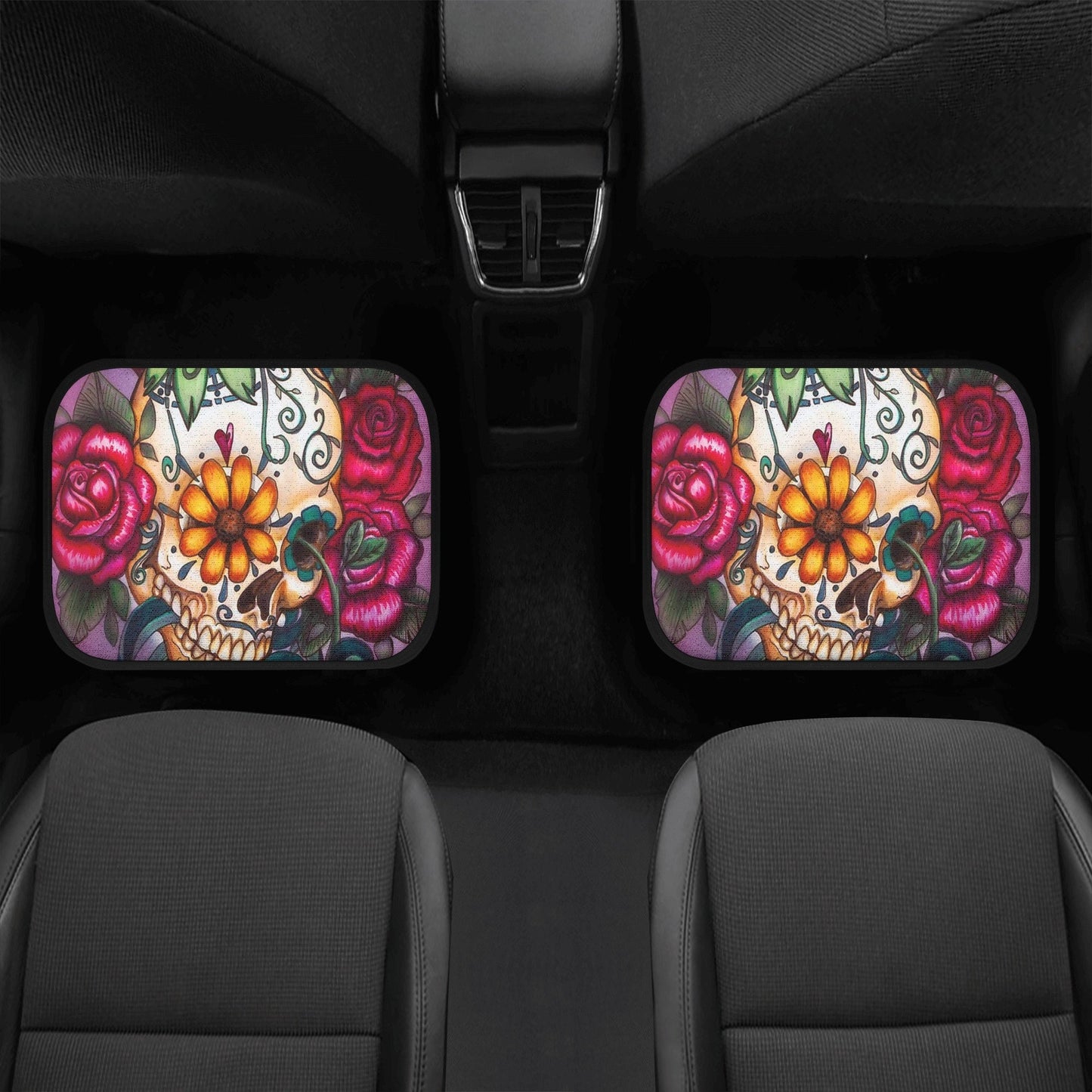 Rose Sugar skull Car Seat Covers car mat flower skull car seat protector Floral Mexican skull car mat candy skull car accessories seat cover