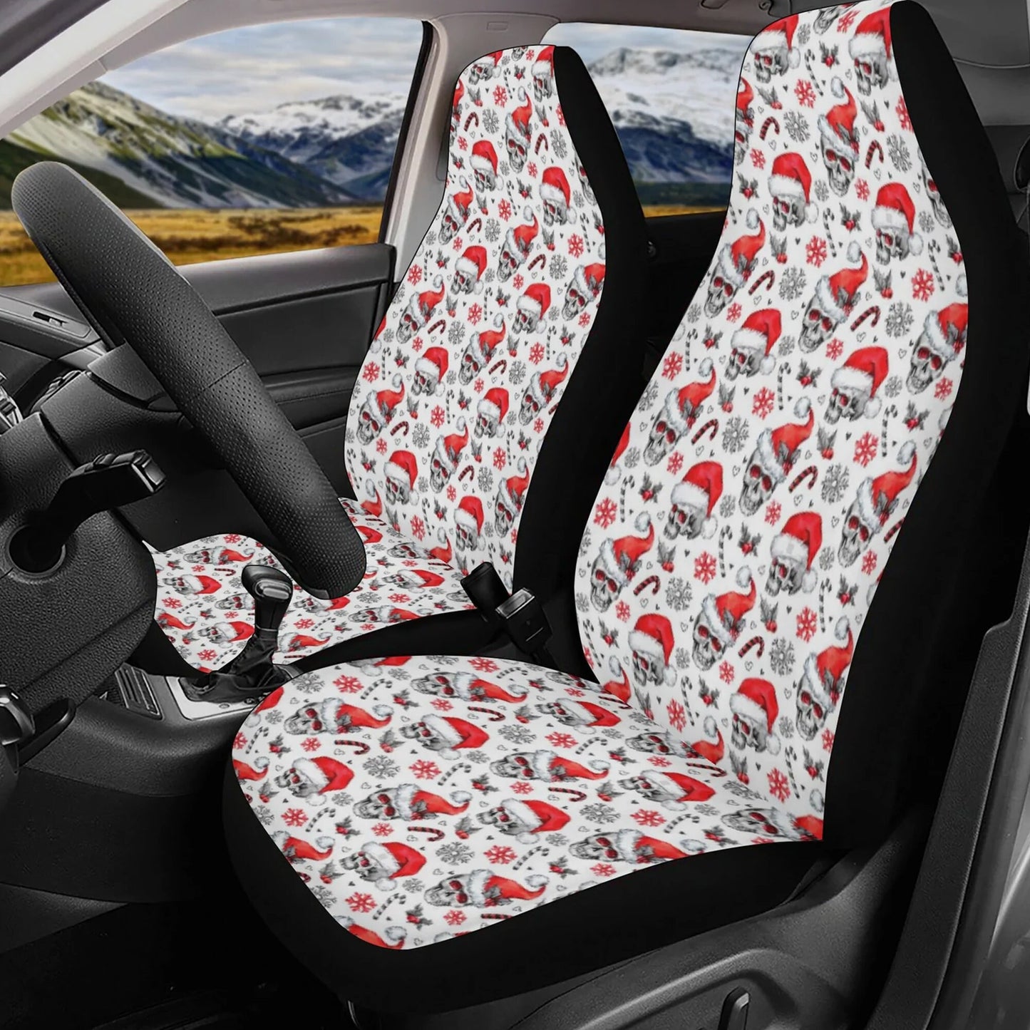 Santa claus skull Car Seat Cover car mat Halloween skull car seat cover mat Christmas skull car seat protector covers mat skeleton car mats