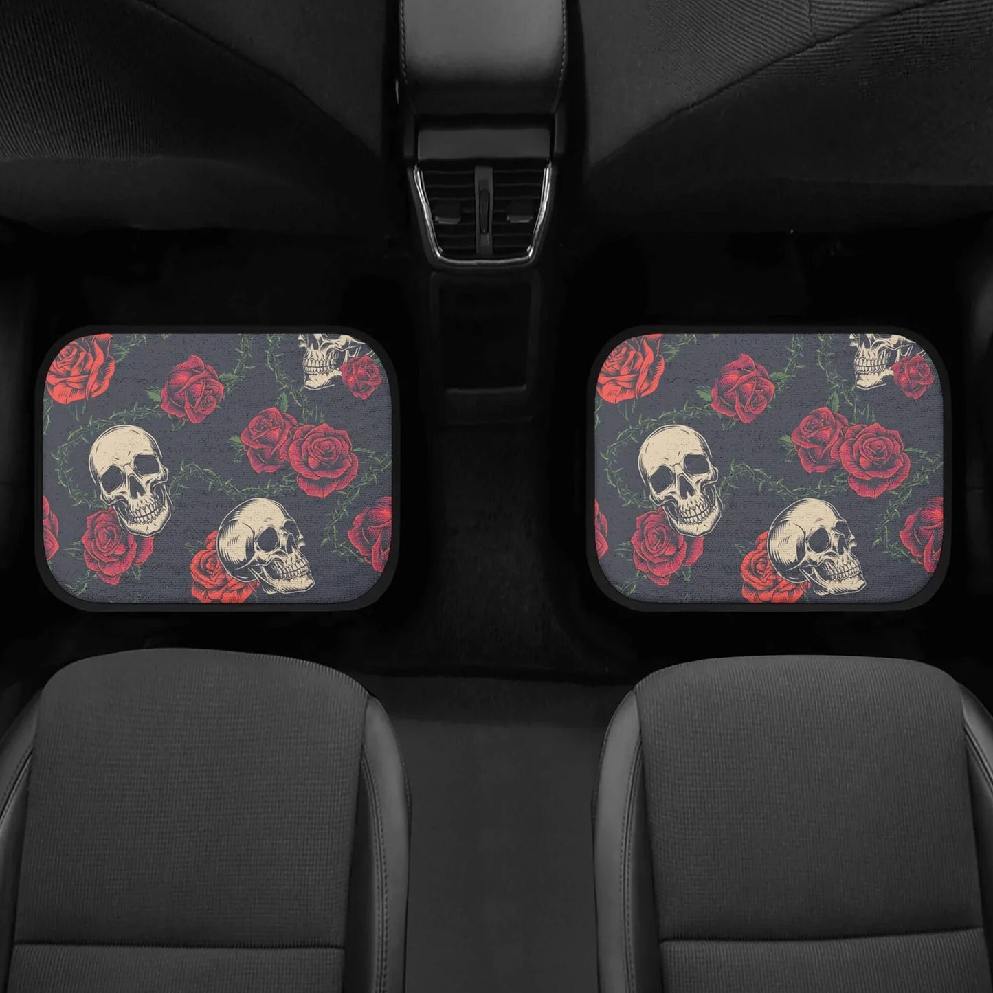 Floral skull Car Seat Cover car mat, Rose skull car seat cover mat Skeleton gothic skull car seat protector covers mat skeleton car mats