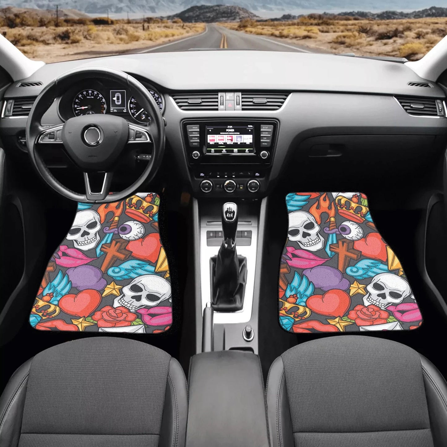 Halloween skull Car Seat Cover car mat, Skeleton car seat cover mat Grim reaper gothic skull car seat protector covers mat skeleton car mats