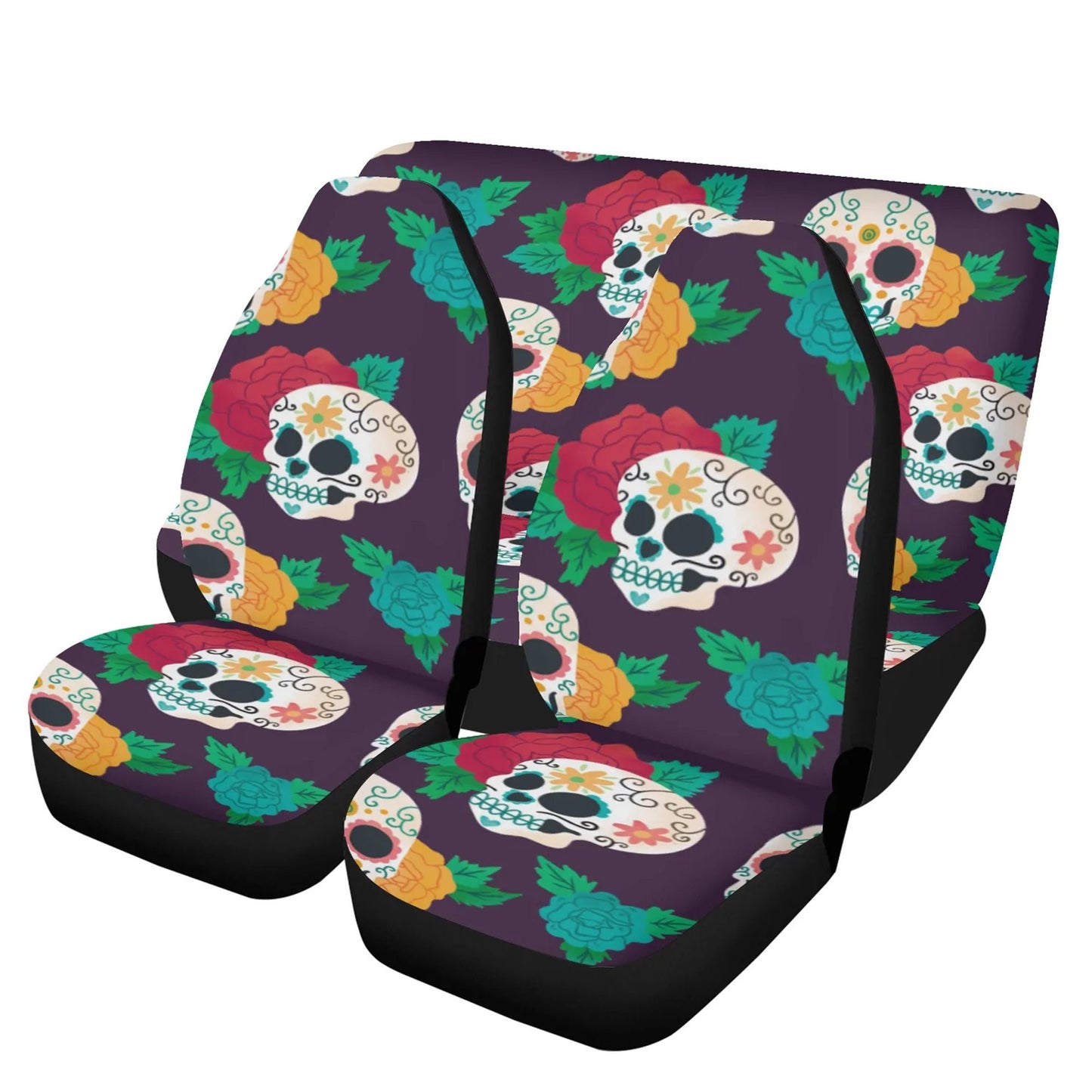 Day of the dead Car Seat Covers car mats Calaveras Candy skull car seat cover mats Halloween rose sugar skull car seat protector covers mat