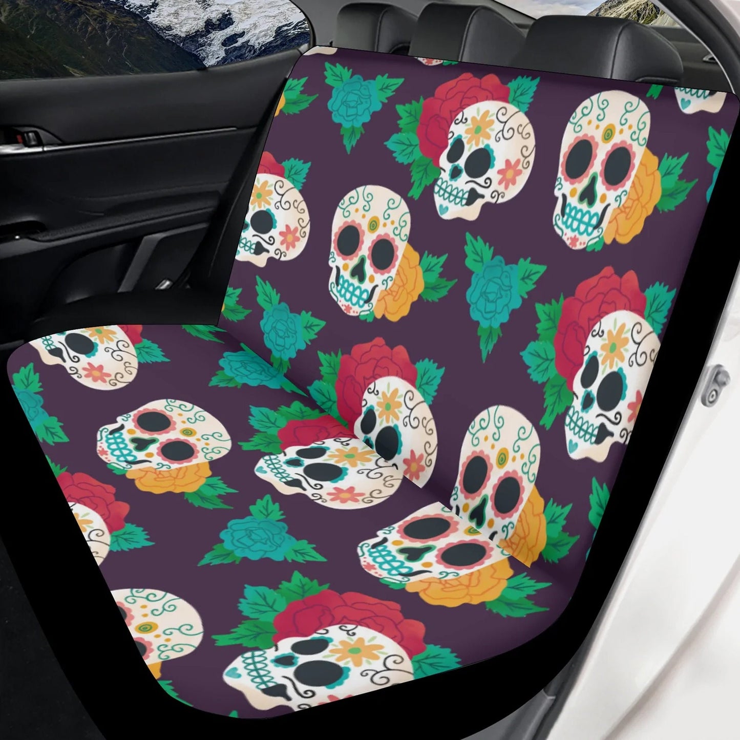 Day of the dead Car Seat Covers car mats Calaveras Candy skull car seat cover mats Halloween rose sugar skull car seat protector covers mat