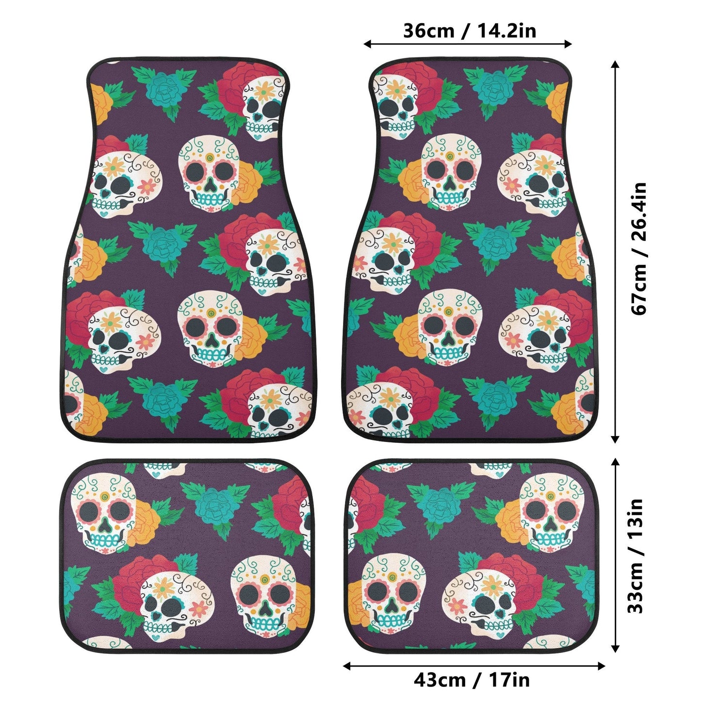 Day of the dead Car Seat Covers car mats Calaveras Candy skull car seat cover mats Halloween rose sugar skull car seat protector covers mat