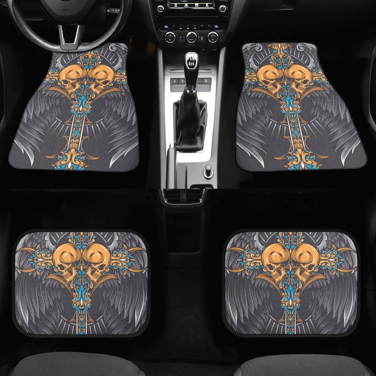 Cross skull Car Seat Cover car mat, Halloween skull car seat cover mat Sword gothic skull car seat protector covers mat skeleton car mats