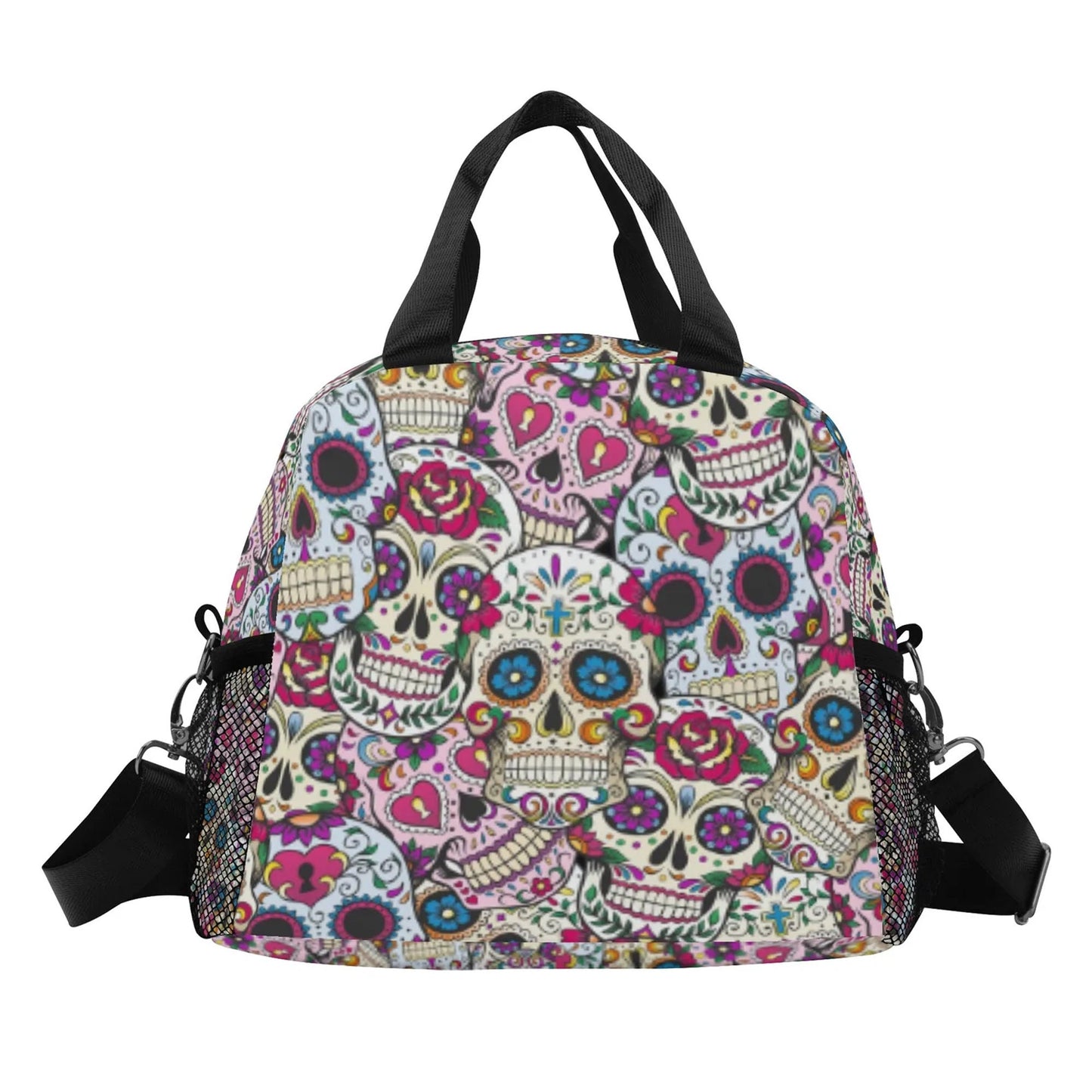Sugar skull lunch bag, day of the dead lunch bag, sugar skull lunch box, sugar lunch tote, day of the dead lunch tote, candy skull lunch bag