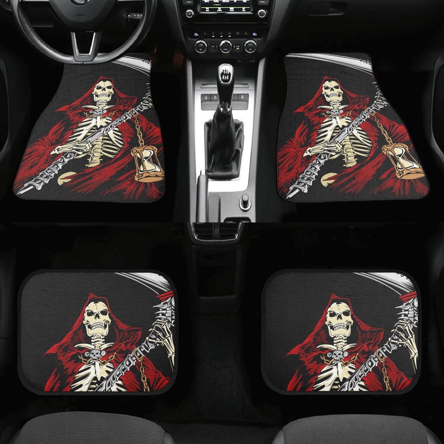 Death Grim reaper skull Car Seat Cover car mat, Halloween horror car seat cover mat ghost car seat protector covers mat skeleton car mats