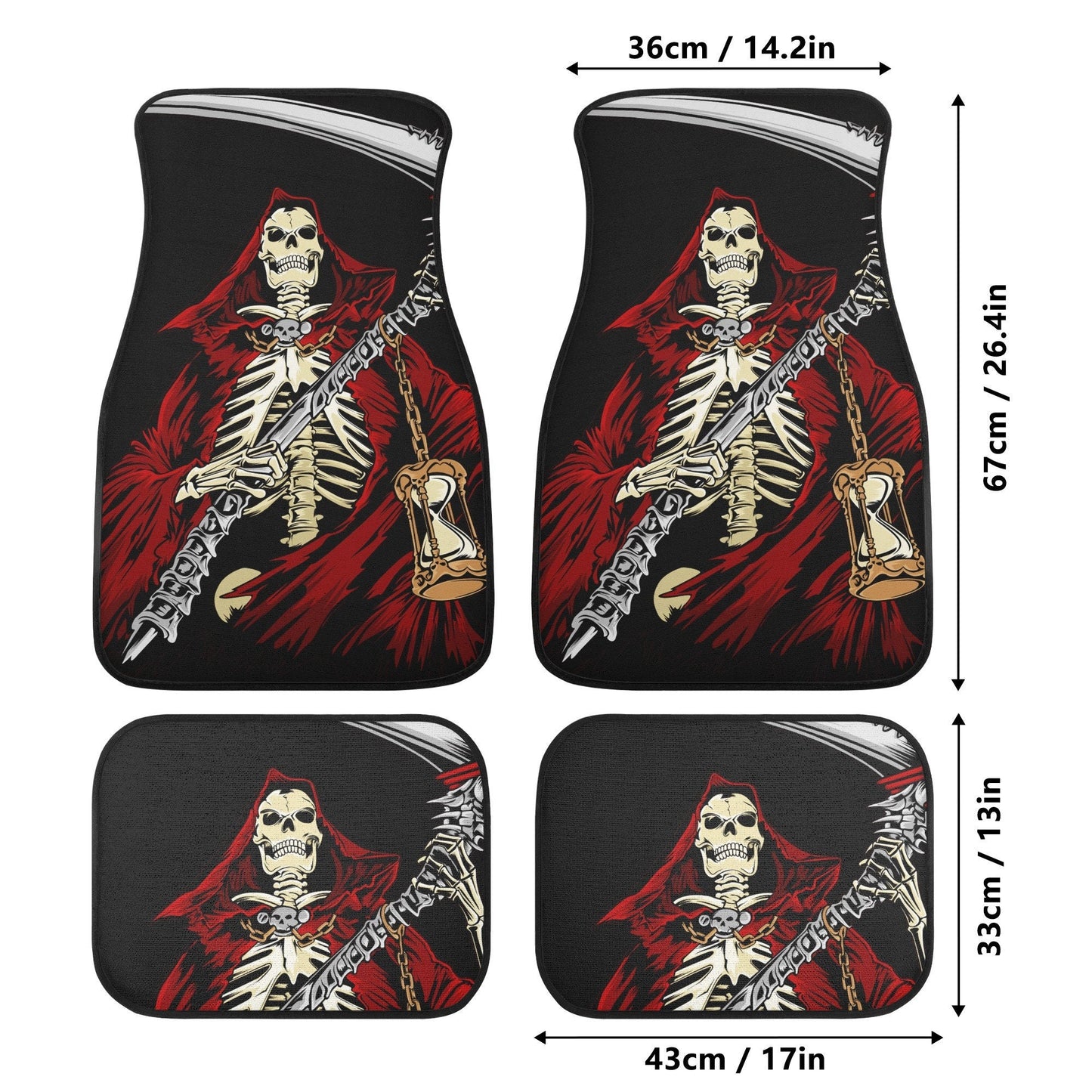 Death Grim reaper skull Car Seat Cover car mat, Halloween horror car seat cover mat ghost car seat protector covers mat skeleton car mats