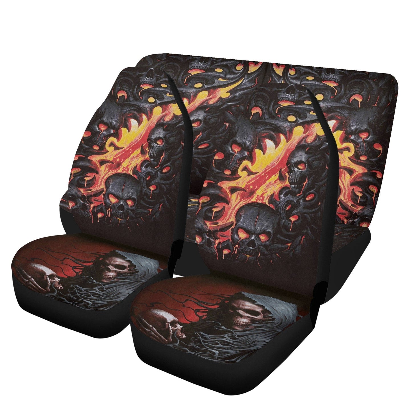 Skull in fire gothic Car Seat Cover car mat, Halloween death car seat cover mat grim reaper car seat protector covers mat skeleton car mats