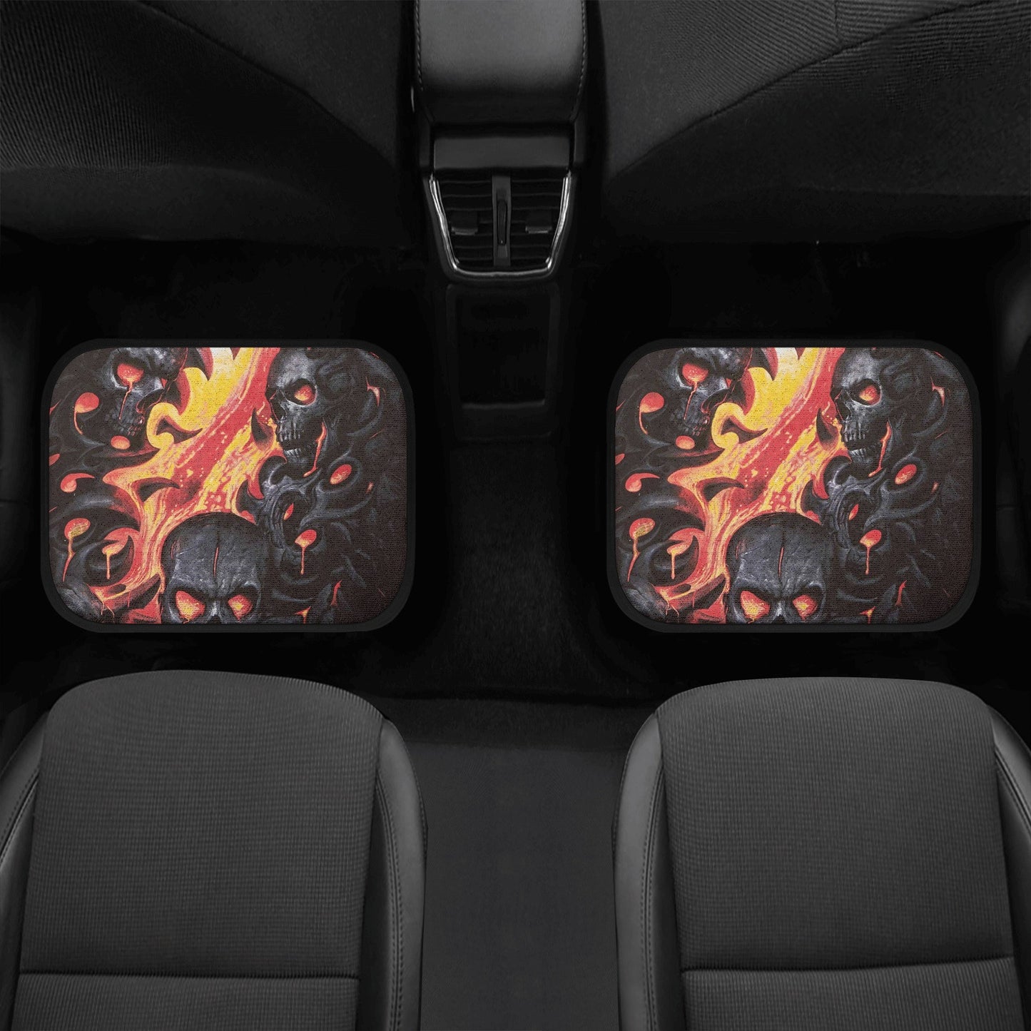 Fire Grim reaper skull Car Seat Cover mat, Halloween flaming skull car seat cover mat ghost skull car seat protector covers gothic car mats