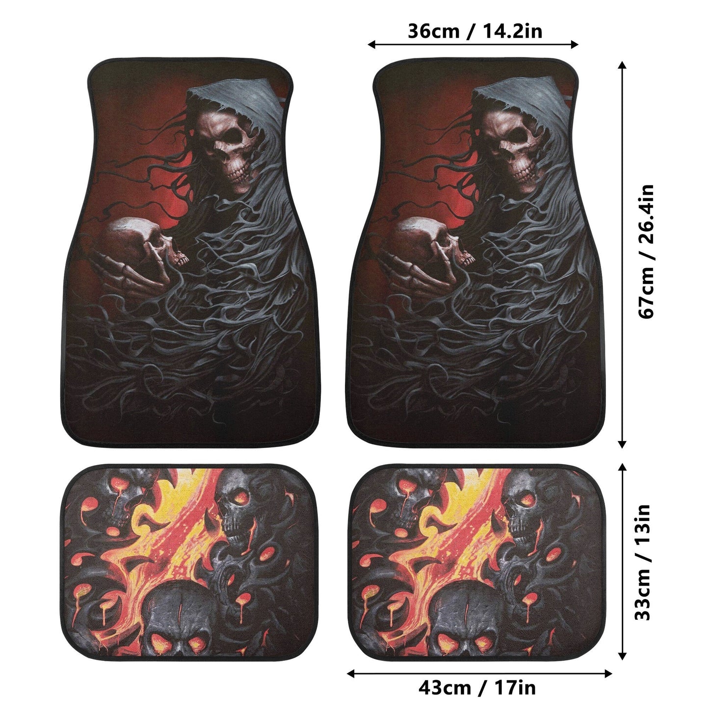 Fire Grim reaper skull Car Seat Cover mat, Halloween flaming skull car seat cover mat ghost skull car seat protector covers gothic car mats