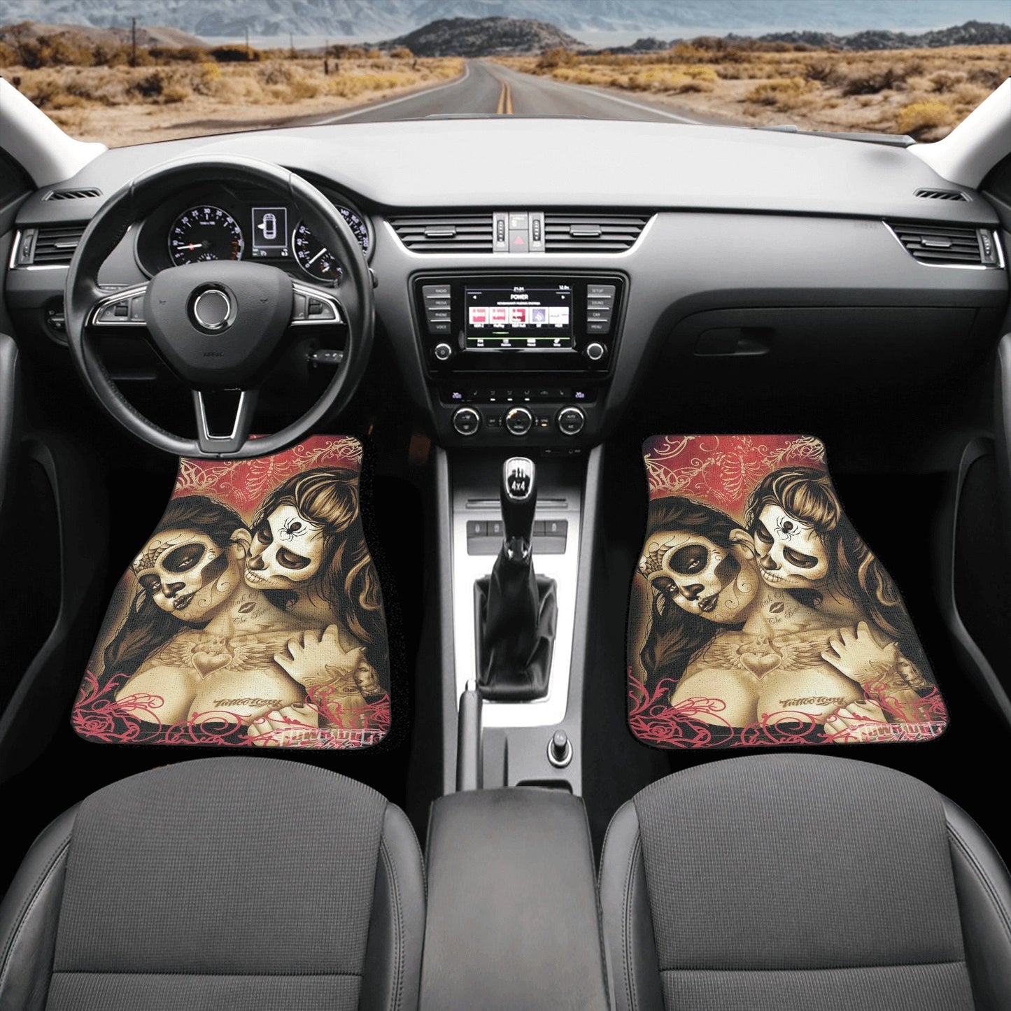 Girl Sugar skull Car Seat Covers car mat flower skull car seat protector Mexican skull girls car mat candy skull car accessories seat cover