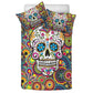 4pcs Sugar skull skeleton pattern bedding duvet cover, day of the dead bedding set, dia de los muertos candy skull duvet cover pillow covers