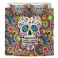 4pcs Sugar skull skeleton pattern bedding duvet cover, day of the dead bedding set, dia de los muertos candy skull duvet cover pillow covers