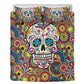 4pcs Sugar skull skeleton pattern bedding duvet cover, day of the dead bedding set, dia de los muertos candy skull duvet cover pillow covers