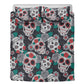 4pcs Floral sugar skull bedding duvet cover set, day of the dead skull bedding set, dia de los muertos sugar skull duvet cover pillow covers
