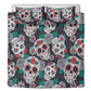 4pcs Floral sugar skull bedding duvet cover set, day of the dead skull bedding set, dia de los muertos sugar skull duvet cover pillow covers