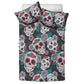 4pcs Floral sugar skull bedding duvet cover set, day of the dead skull bedding set, dia de los muertos sugar skull duvet cover pillow covers