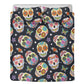 4pcs candy skull bedding duvet cover set, dia de los muertos skull bedding set, Mexican calaveras floral skull duvet cover pillow covers
