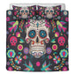 4pcs candy skull bedding duvet cover set, dia de los muertos skull bedding set, Mexican calaveras floral skull duvet cover pillow covers