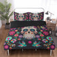 4pcs candy skull bedding duvet cover set, dia de los muertos skull bedding set, Mexican calaveras floral skull duvet cover pillow covers