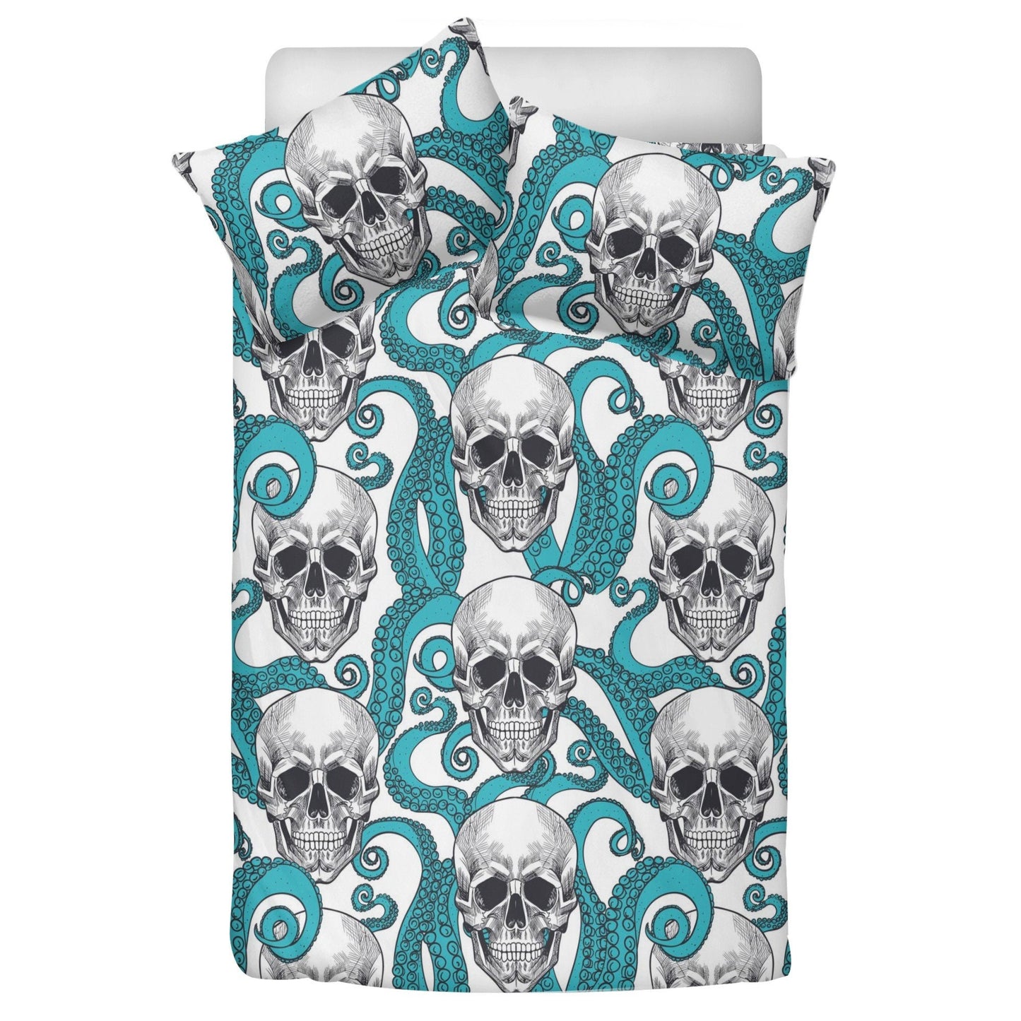 4pcs Horror skull bedding set, Gothic skeleton duvet cover set, Halloween skull bedding set, Grim reaper skull duvet cover pillow covers