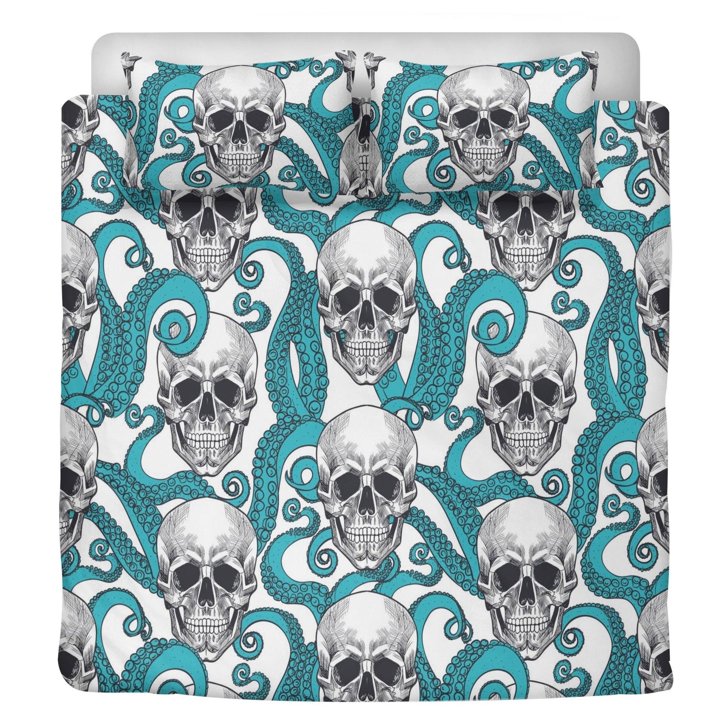 4pcs Horror skull bedding set, Gothic skeleton duvet cover set, Halloween skull bedding set, Grim reaper skull duvet cover pillow covers