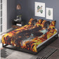 4pcs Flaming skull bedding set, Fire skull skeleton duvet cover set, Halloween skull bedding set Grim reaper skull duvet cover pillow covers