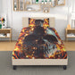 4pcs Flaming skull bedding set, Fire skull skeleton duvet cover set, Halloween skull bedding set Grim reaper skull duvet cover pillow covers