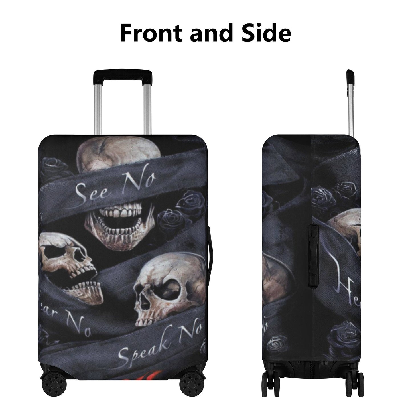 No see no hear no speak evil skull luggage covers, skull suitcase covers, Horror grim reaper gothic skull luggage suitcase covers protector