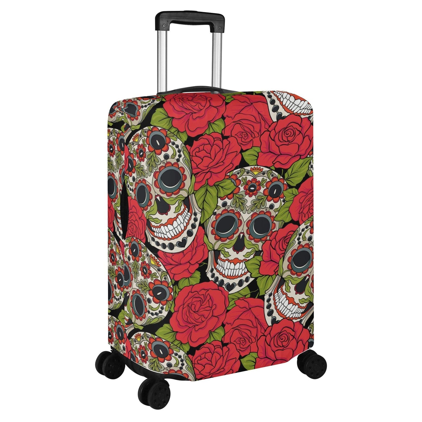 Day of the dead skull luggage covers, sugar candy skull suitcase covers, dia de los muertos calaveras mexican skull luggage suitcase covers