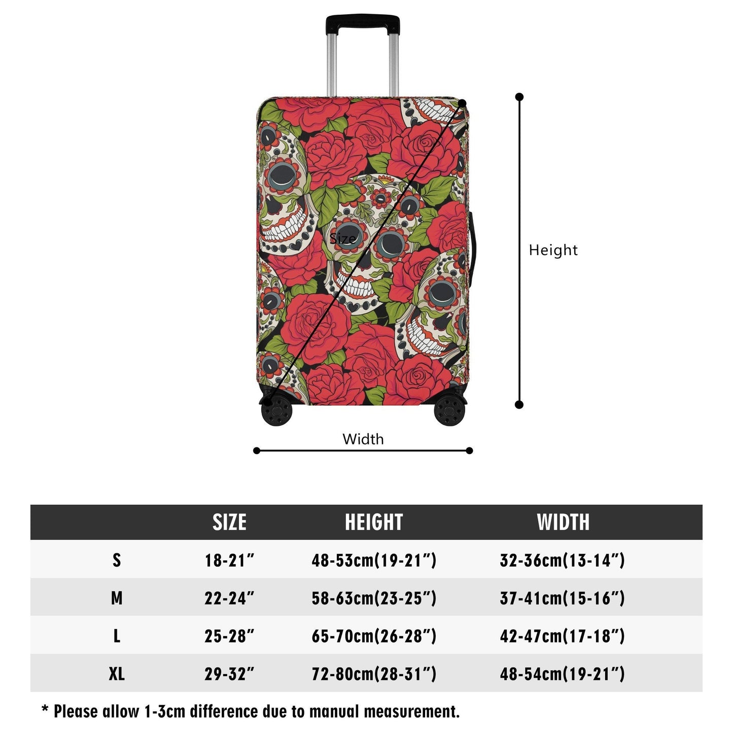 Day of the dead skull luggage covers, sugar candy skull suitcase covers, dia de los muertos calaveras mexican skull luggage suitcase covers