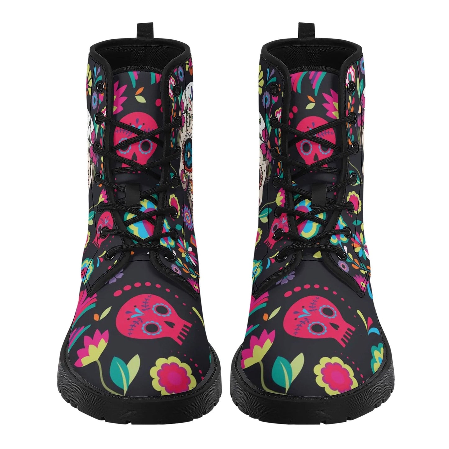 Sugar skull leather boots, day of the dead boots for men women sugar skull women's boots, candy skull women's boots, Calaveras leather boots