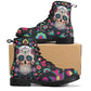 Sugar skull leather boots, day of the dead boots for men women sugar skull women's boots, candy skull women's boots, Calaveras leather boots