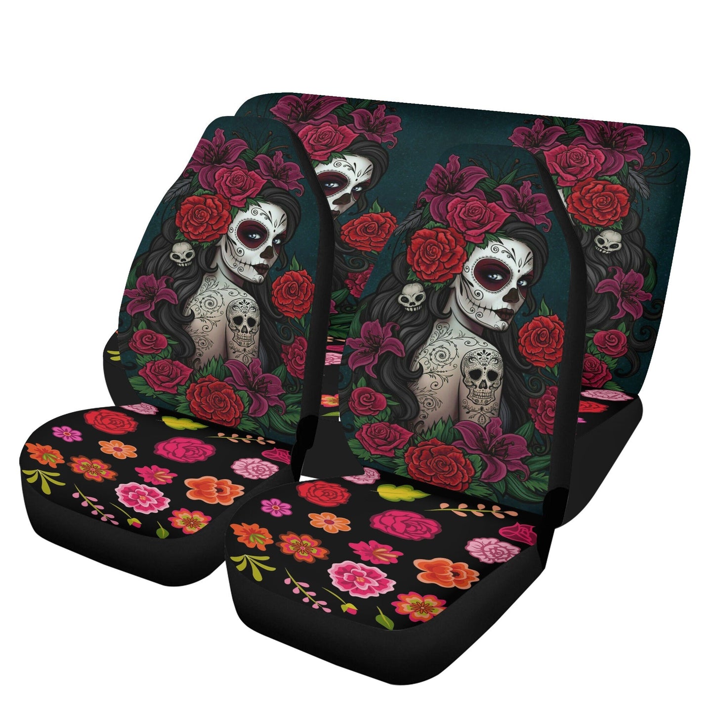 Flower Sugar skull Car Seat Covers car mat flower skull car seat protector rose Mexican skull car mat candy skull car accessories seat cover