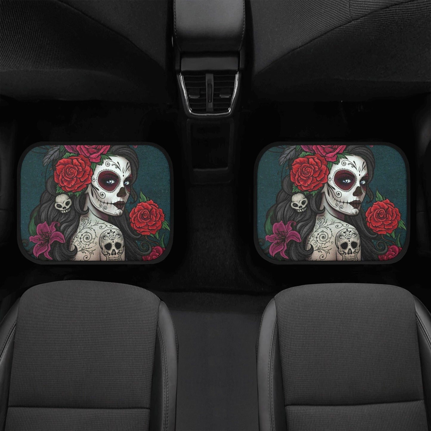 Flower Sugar skull Car Seat Covers car mat flower skull car seat protector rose Mexican skull car mat candy skull car accessories seat cover
